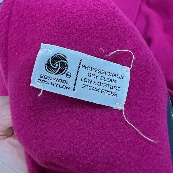 Vintage Braefair Union Made Wool Blend Magenta Pink Double Breasted Coat Women’s - Picture 5 of 10